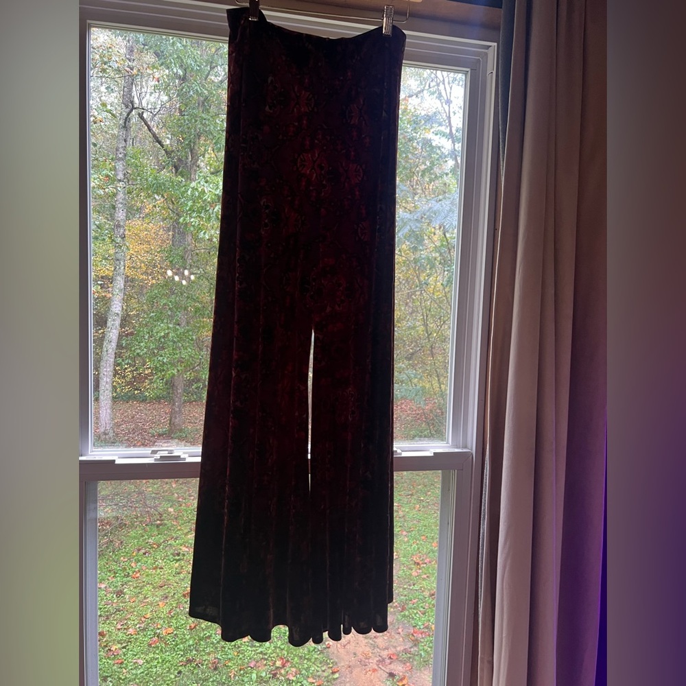 Free People Patterned Red Velvet pants